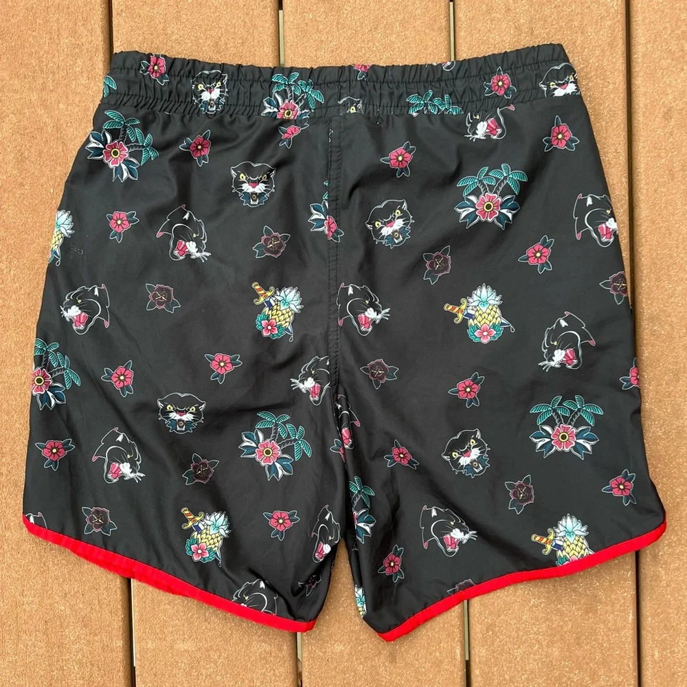 - Zara Sz S Tiger Pineapple Floral Print Board Shorts! EUC!
